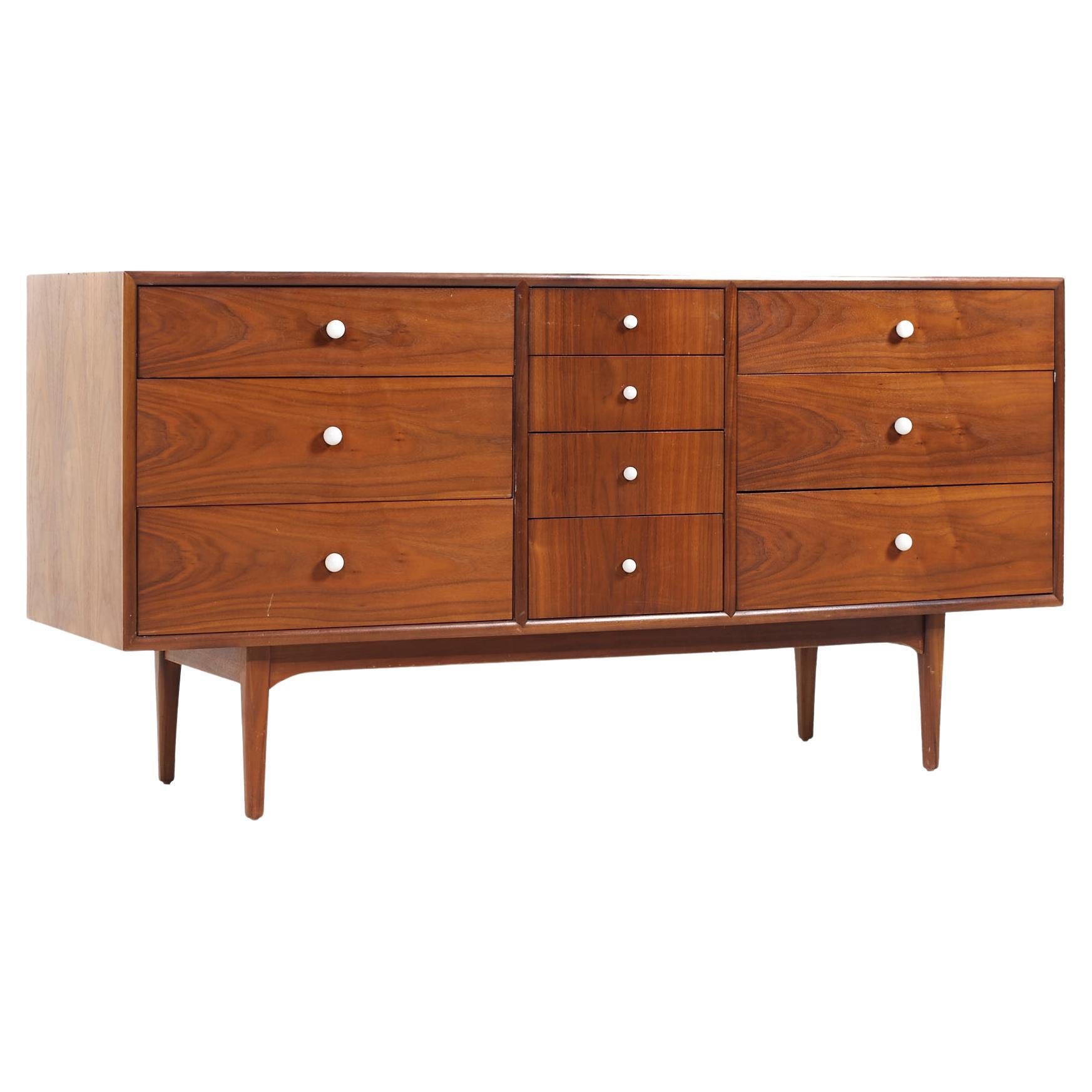 Kipp Stewart for Drexel Declaration Mid Century Walnut Lowboy Dresser