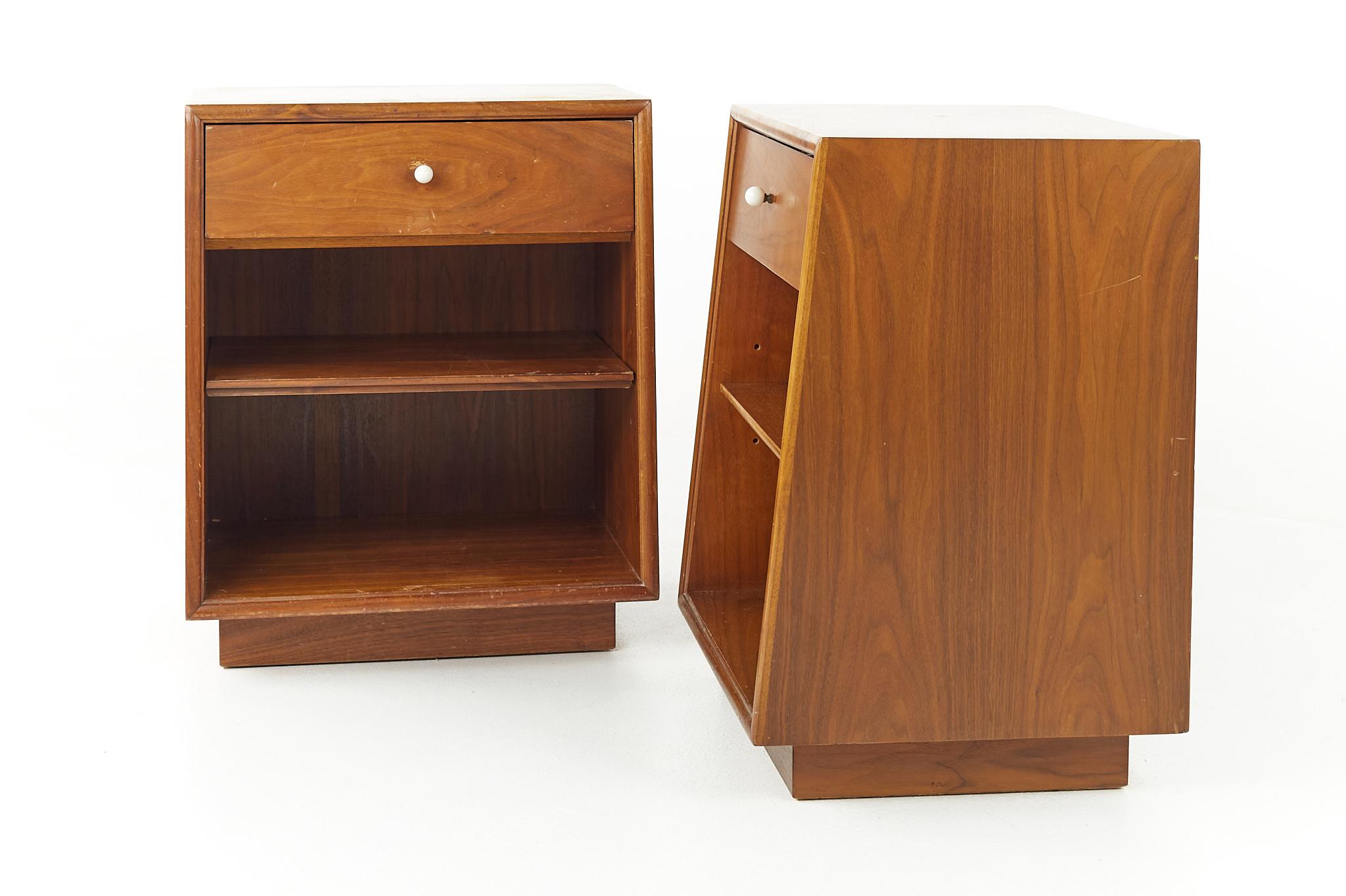 Mid-Century Modern Kipp Stewart for Drexel Declaration Mid Century Walnut Nightstands, a Pair