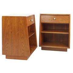 Kipp Stewart for Drexel Declaration Mid Century Walnut Nightstands, a Pair