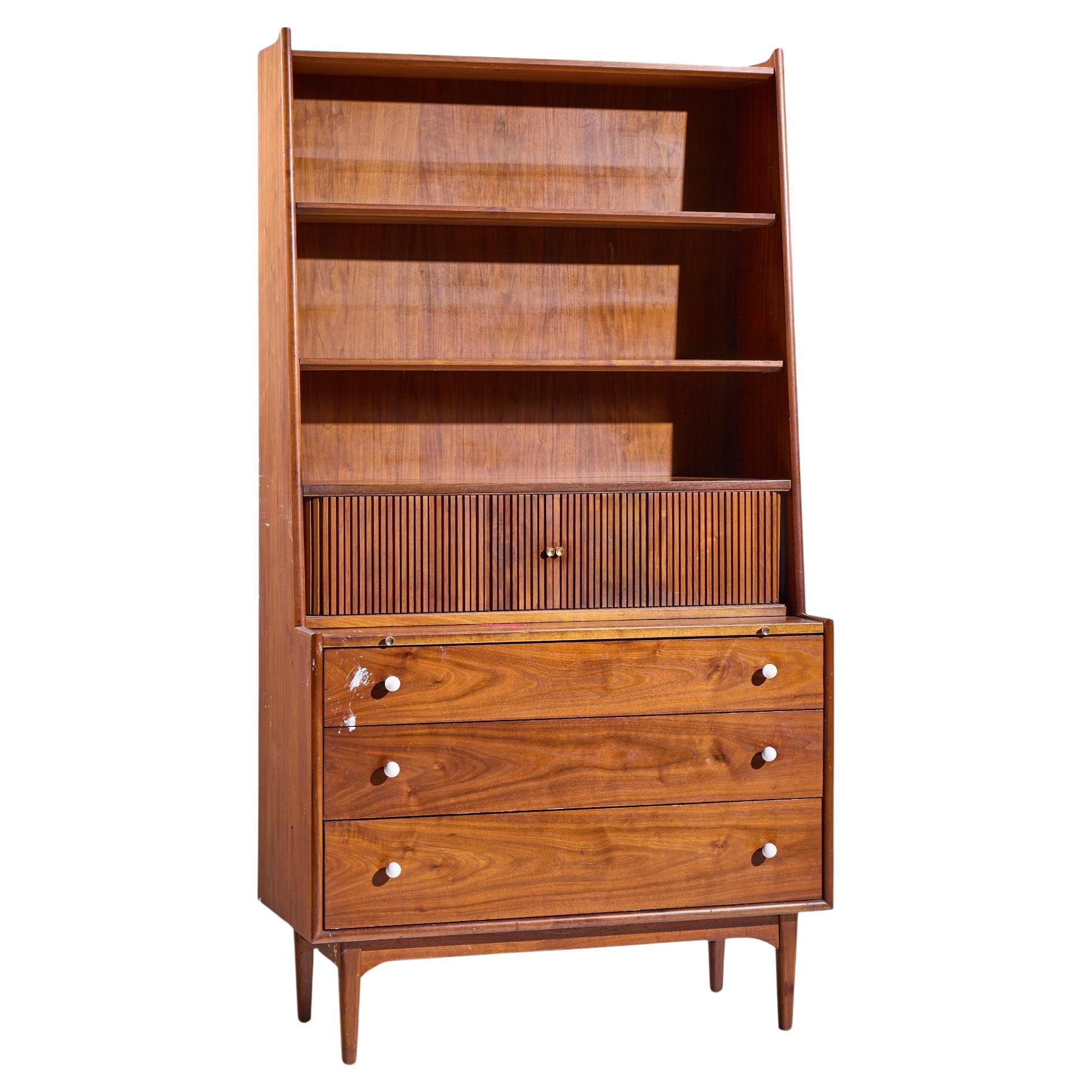 Kipp Stewart for Drexel Declaration Mid Century Walnut Secretary Desk For Sale