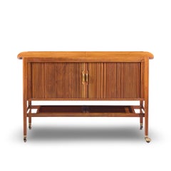 Kipp Stewart for Drexel Declaration Mid Century Walnut Tambour Door Bar Cart