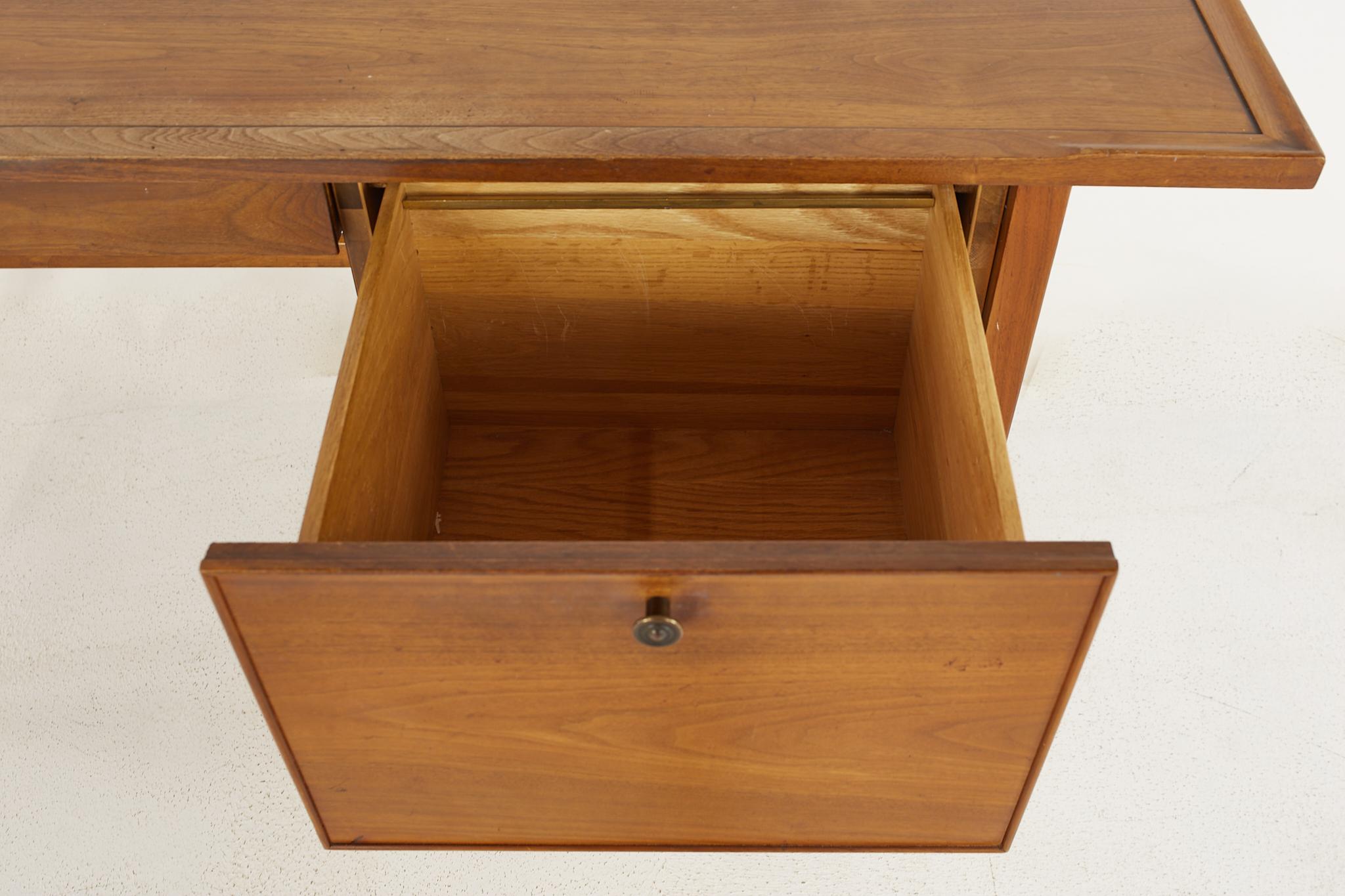 Kipp Stewart for Drexel Declaration Mid Century Walnut Writing Desk For Sale 3