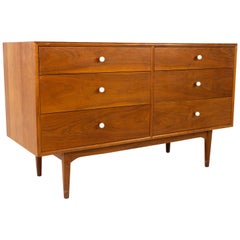 Kipp Stewart for Drexel Declaration Midcentury Walnut 6-Drawer Lowboy Dresser