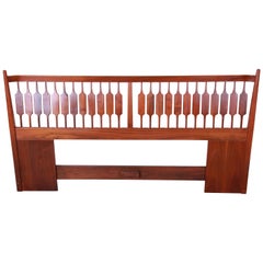 Kipp Stewart for Drexel Declaration Midcentury Walnut King Size Headboard, 1962