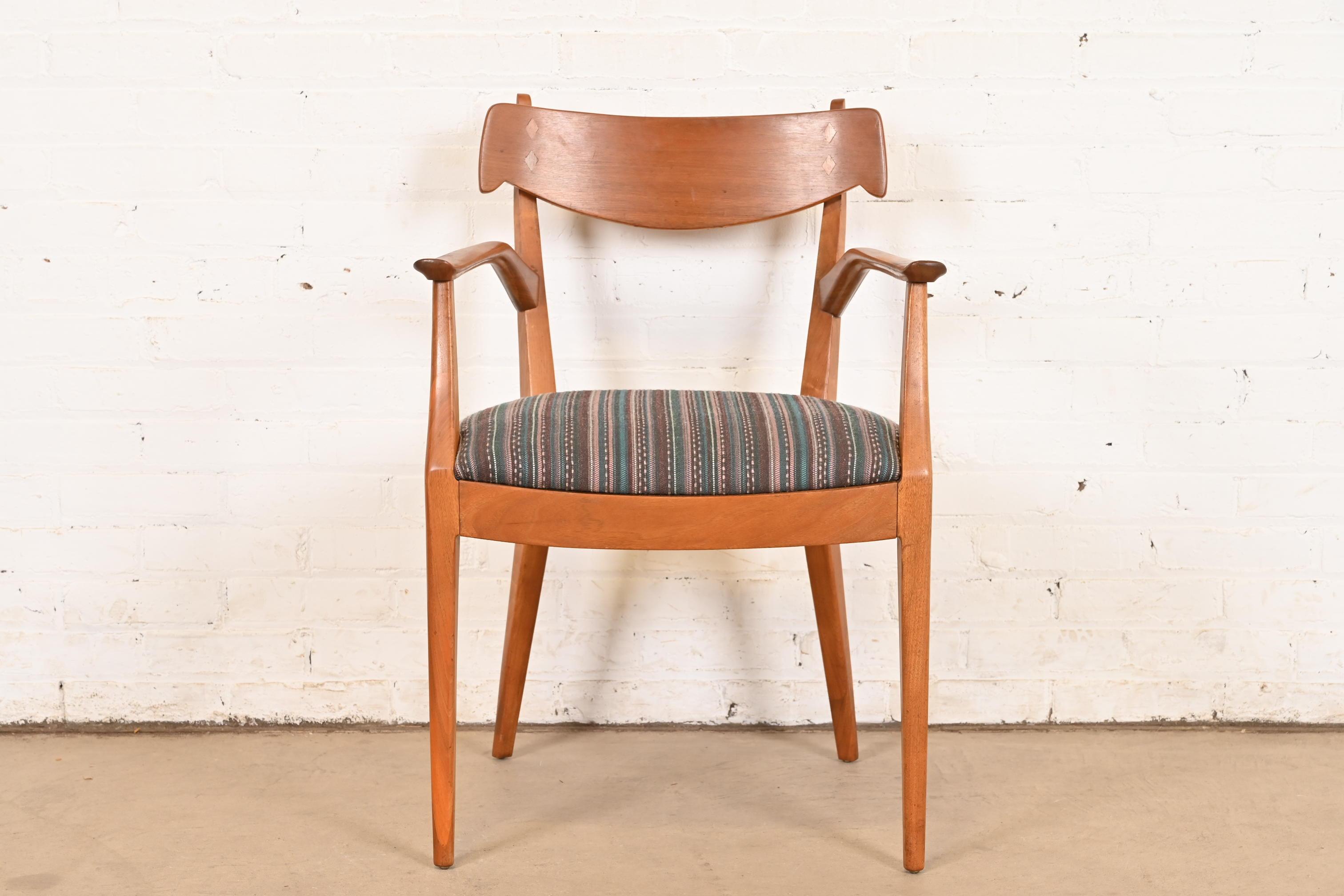 Mid-Century Modern Kipp Stewart for Drexel Declaration Sculpted Walnut Armchair For Sale