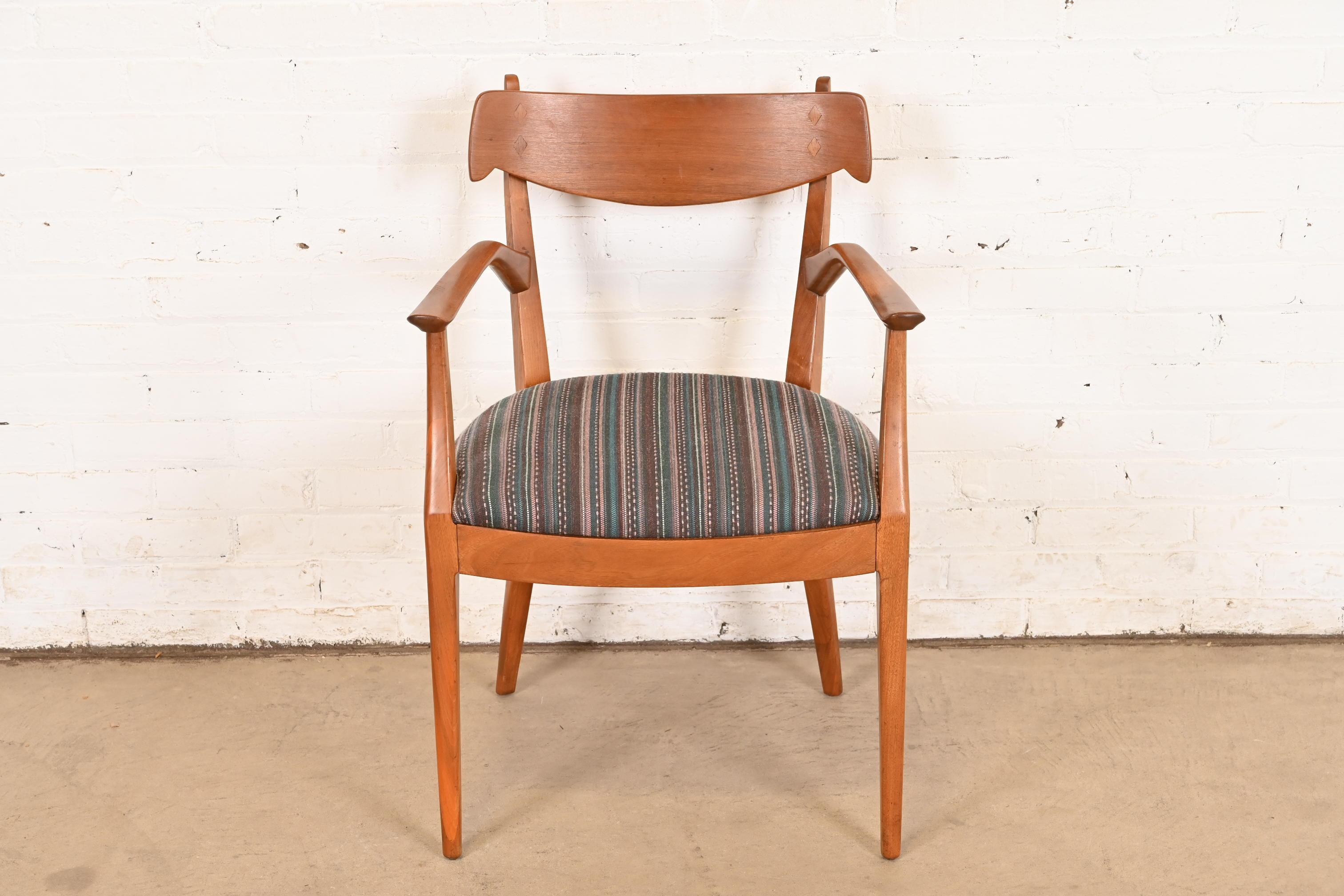 American Kipp Stewart for Drexel Declaration Sculpted Walnut Armchair For Sale