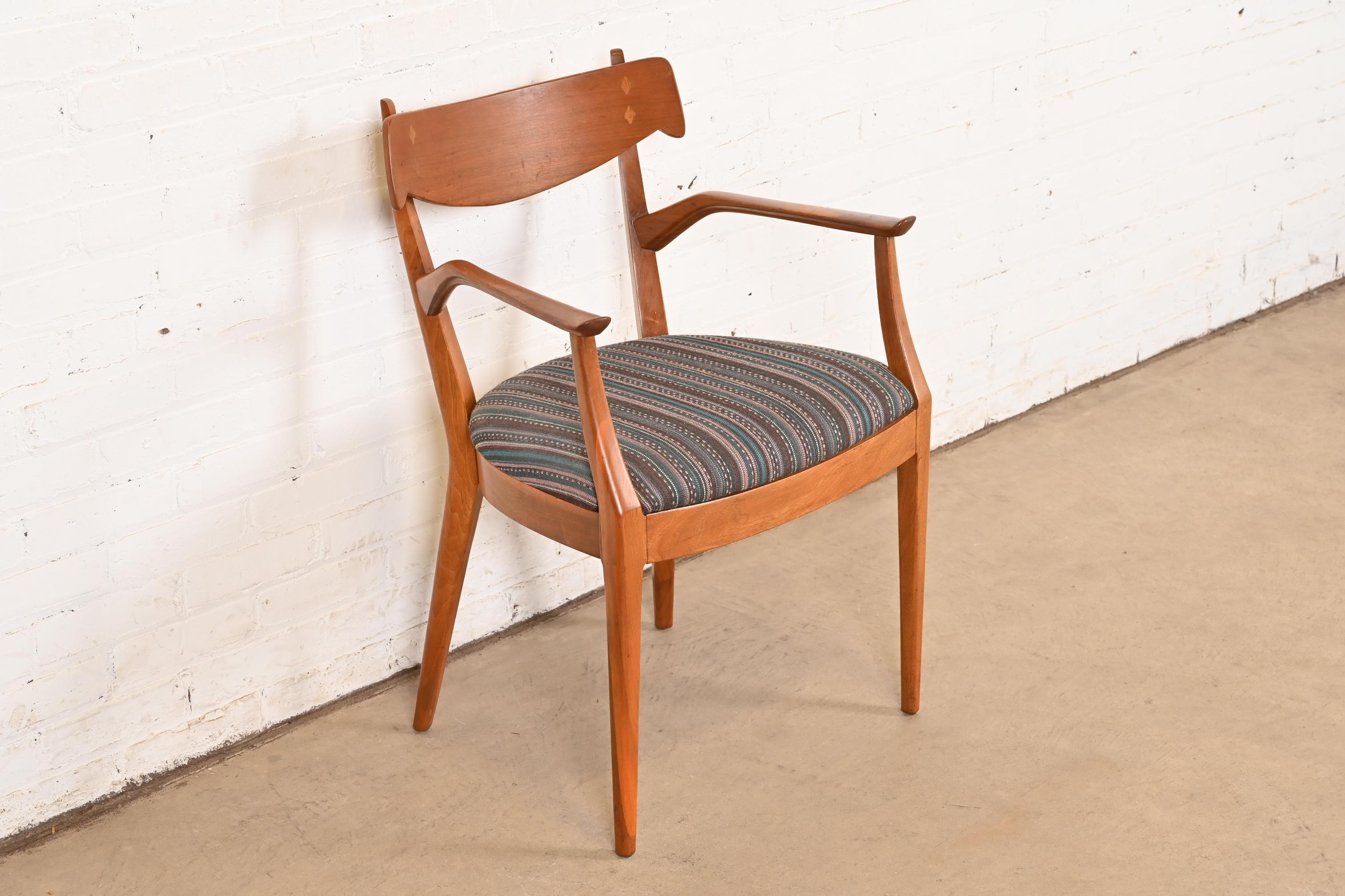 Kipp Stewart for Drexel Declaration Sculpted Walnut Armchair In Good Condition For Sale In South Bend, IN