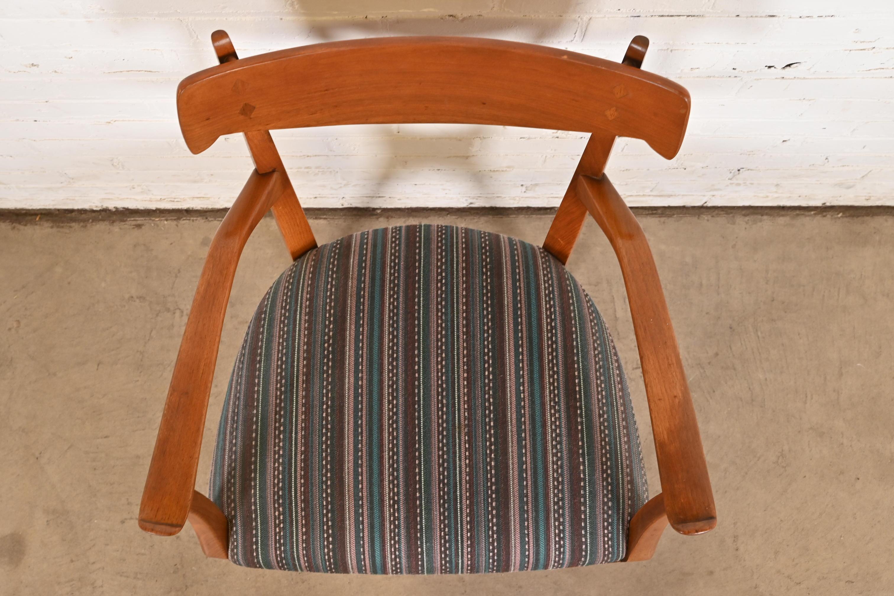 Mid-20th Century Kipp Stewart for Drexel Declaration Sculpted Walnut Armchair For Sale