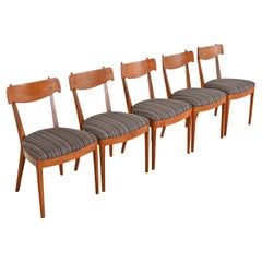 Kipp Stewart for Drexel Declaration Sculpted Walnut Dining Chairs, Set of Five