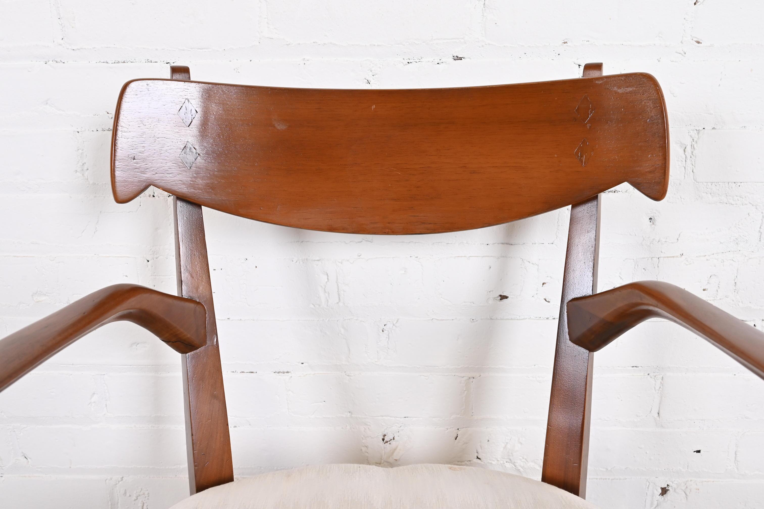 Kipp Stewart for Drexel Declaration Sculpted Walnut Dining Chairs, Set of Six 6