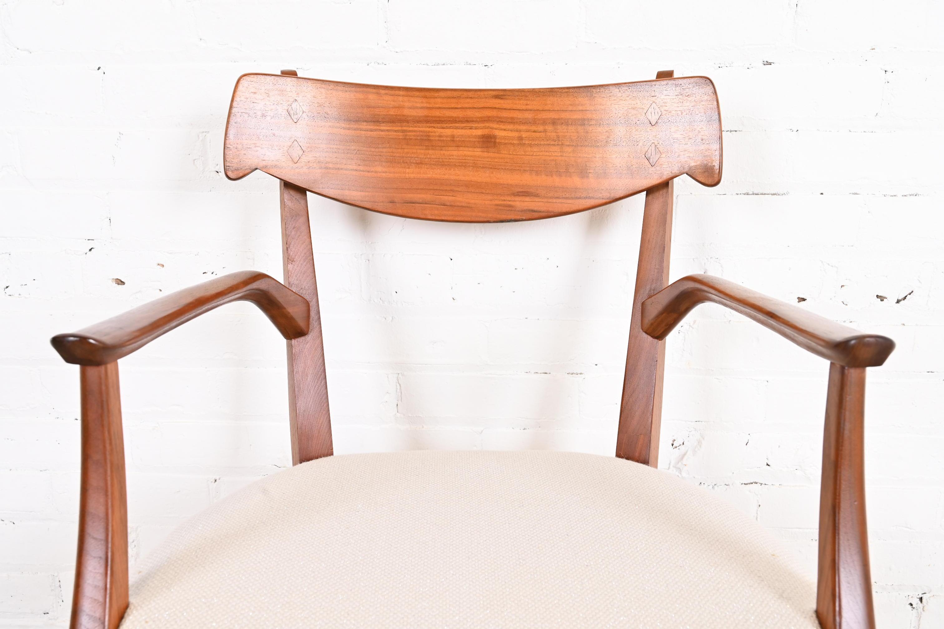 Kipp Stewart for Drexel Declaration Sculpted Walnut Dining Chairs, Set of Six 6