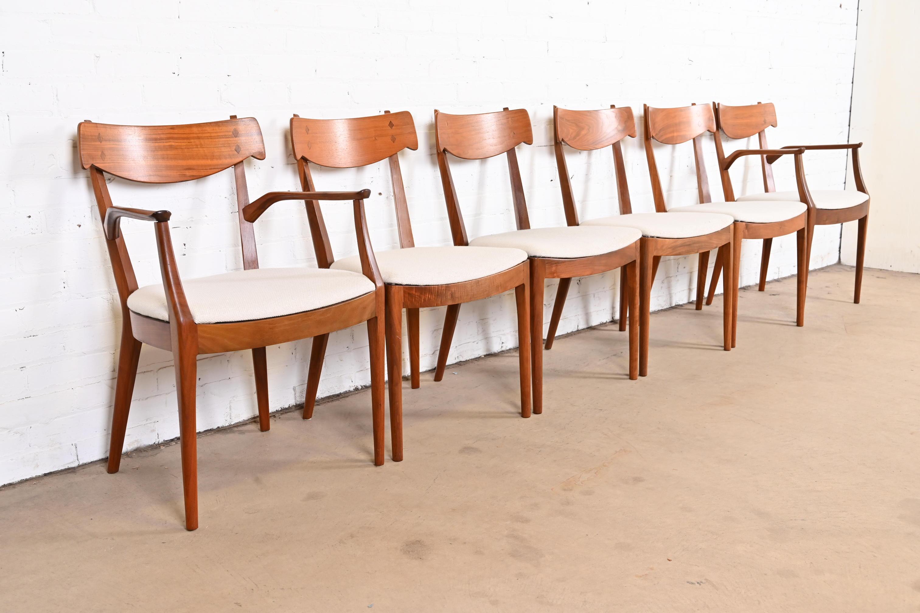 Mid-20th Century Kipp Stewart for Drexel Declaration Sculpted Walnut Dining Chairs, Set of Six