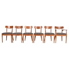 Kipp Stewart for Drexel Declaration Sculpted Walnut Dining Chairs, Set of Six