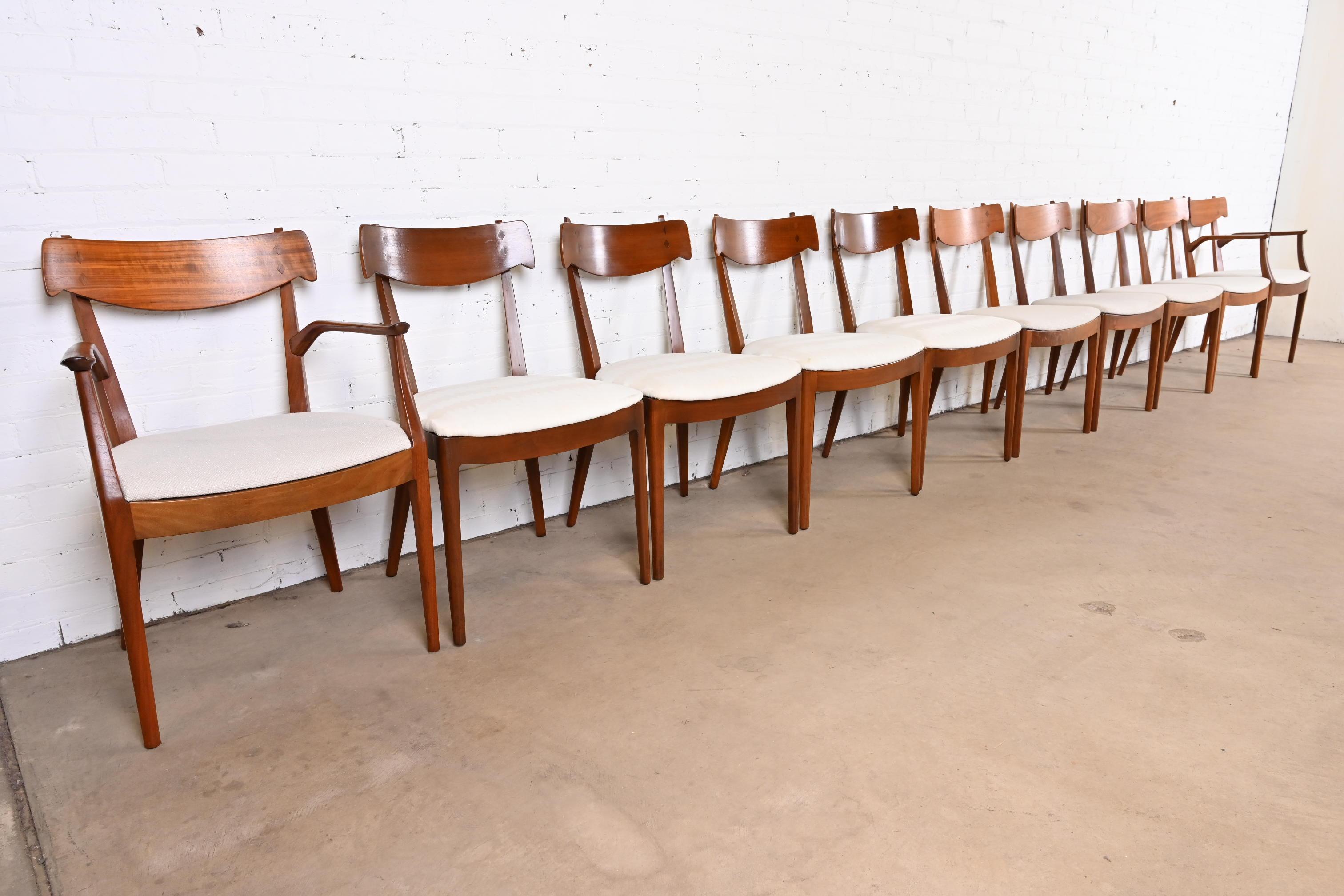 Kipp Stewart for Drexel Declaration Sculpted Walnut Dining Chairs, Set of Ten In Good Condition In South Bend, IN