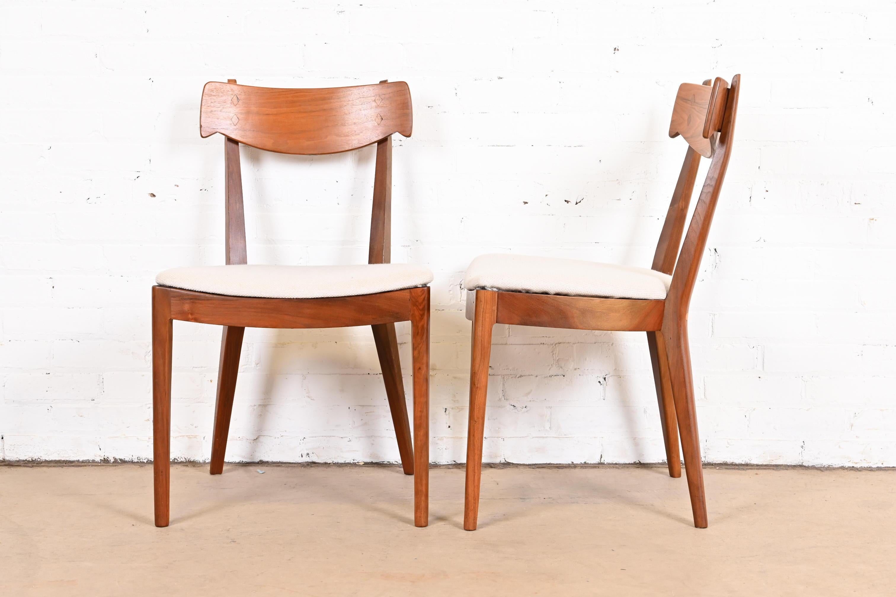 Upholstery Kipp Stewart for Drexel Declaration Sculpted Walnut Dining Chairs, Set of Ten