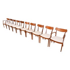 Kipp Stewart for Drexel Declaration Sculpted Walnut Dining Chairs, Set of Ten