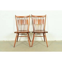 Kipp Stewart for Drexel Declaration Sculpted Walnut Side Chairs or Dining Chairs