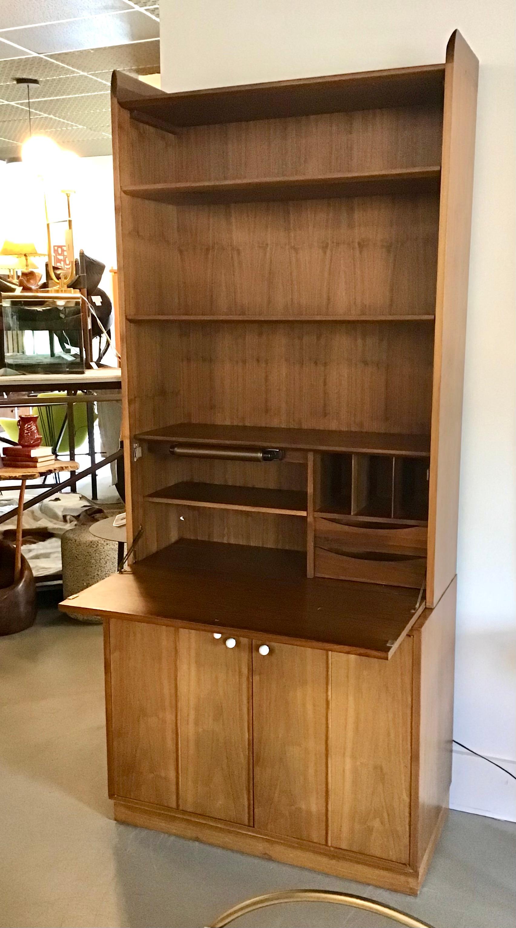 American Kipp Stewart for Drexel Declaration Secretary Desk / Bar / Bookshelf For Sale