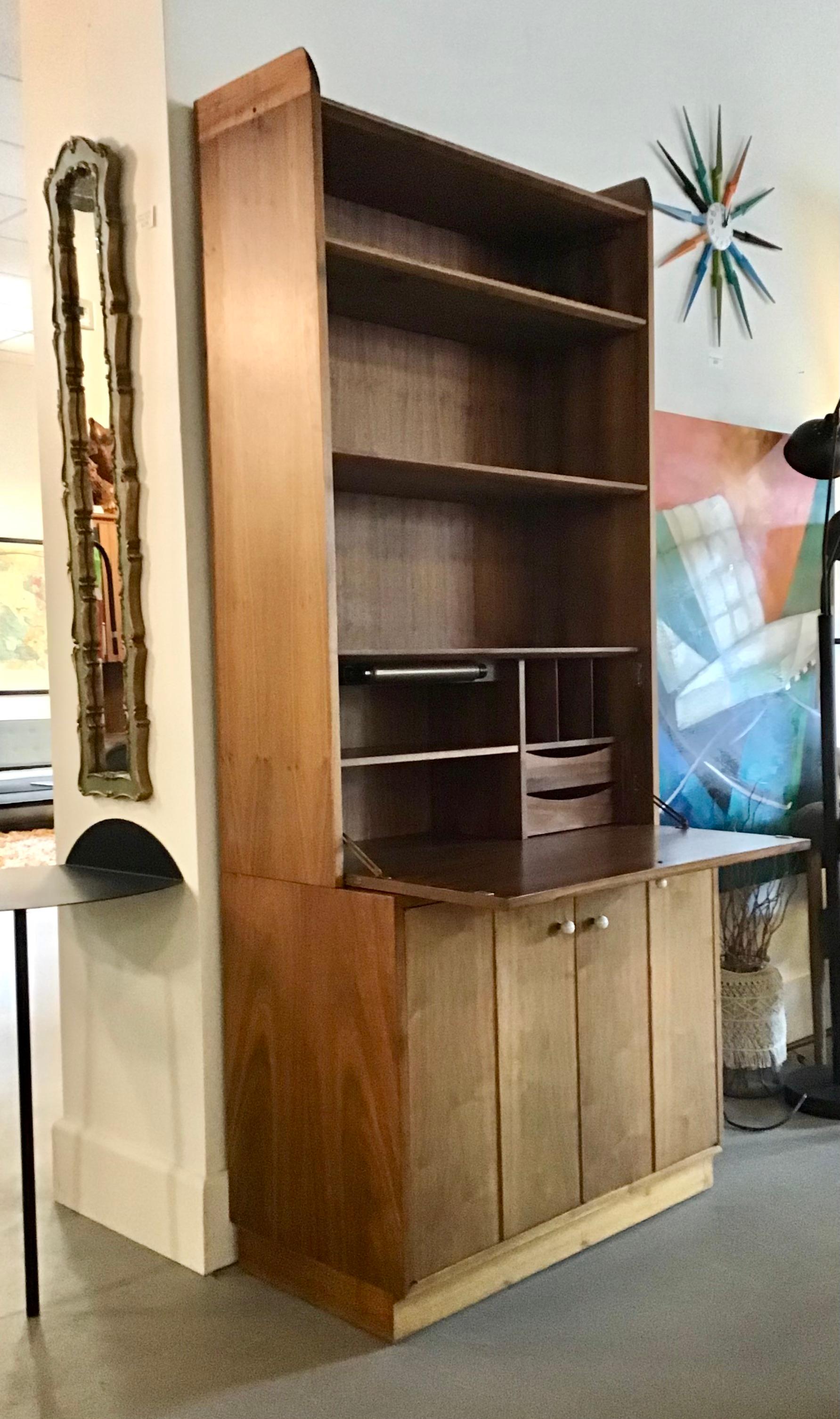 Wood Kipp Stewart for Drexel Declaration Secretary Desk / Bar / Bookshelf For Sale