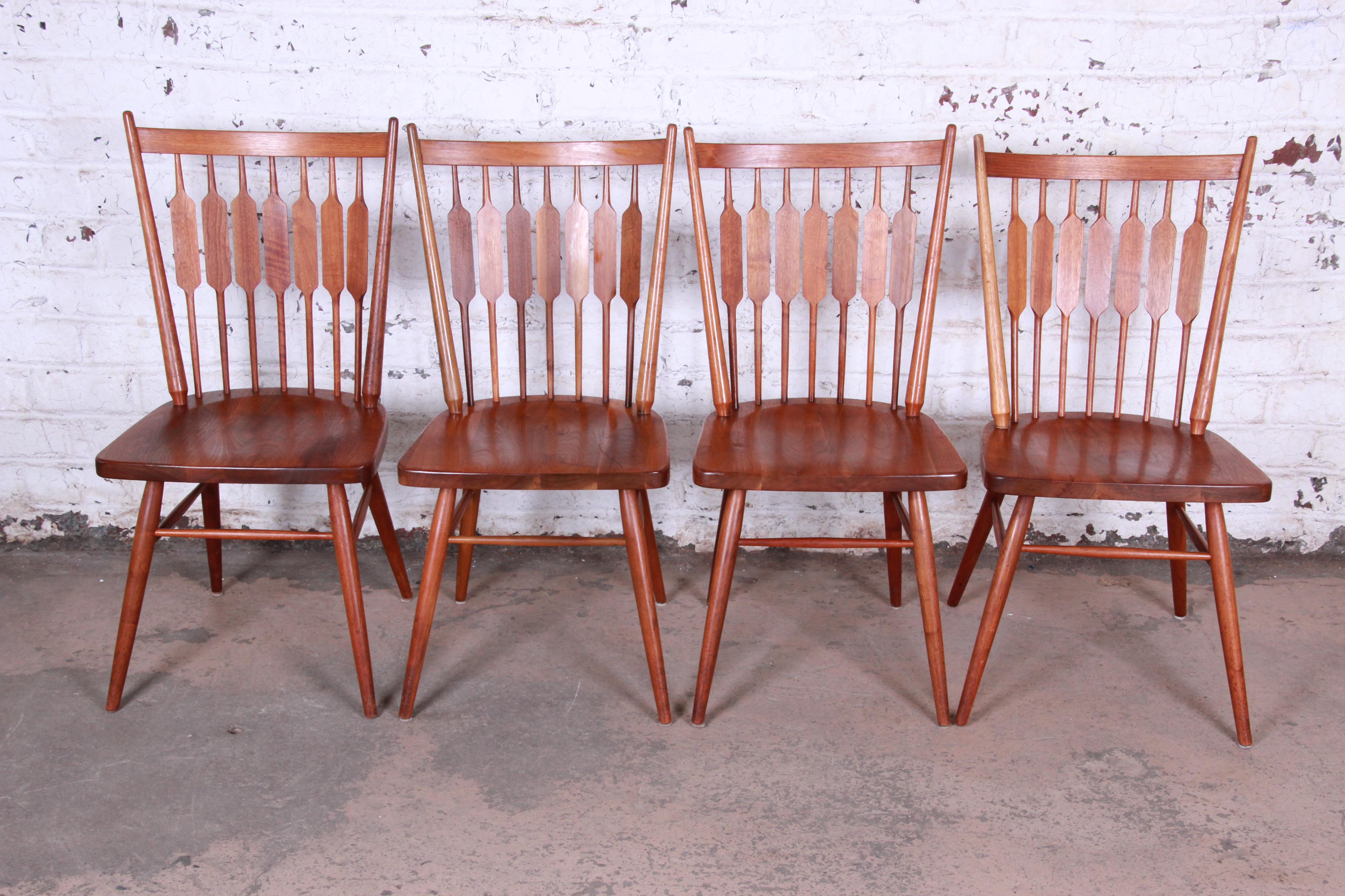 Kipp Stewart for Drexel Declaration Solid Walnut Dining Chairs, Set of Six 6