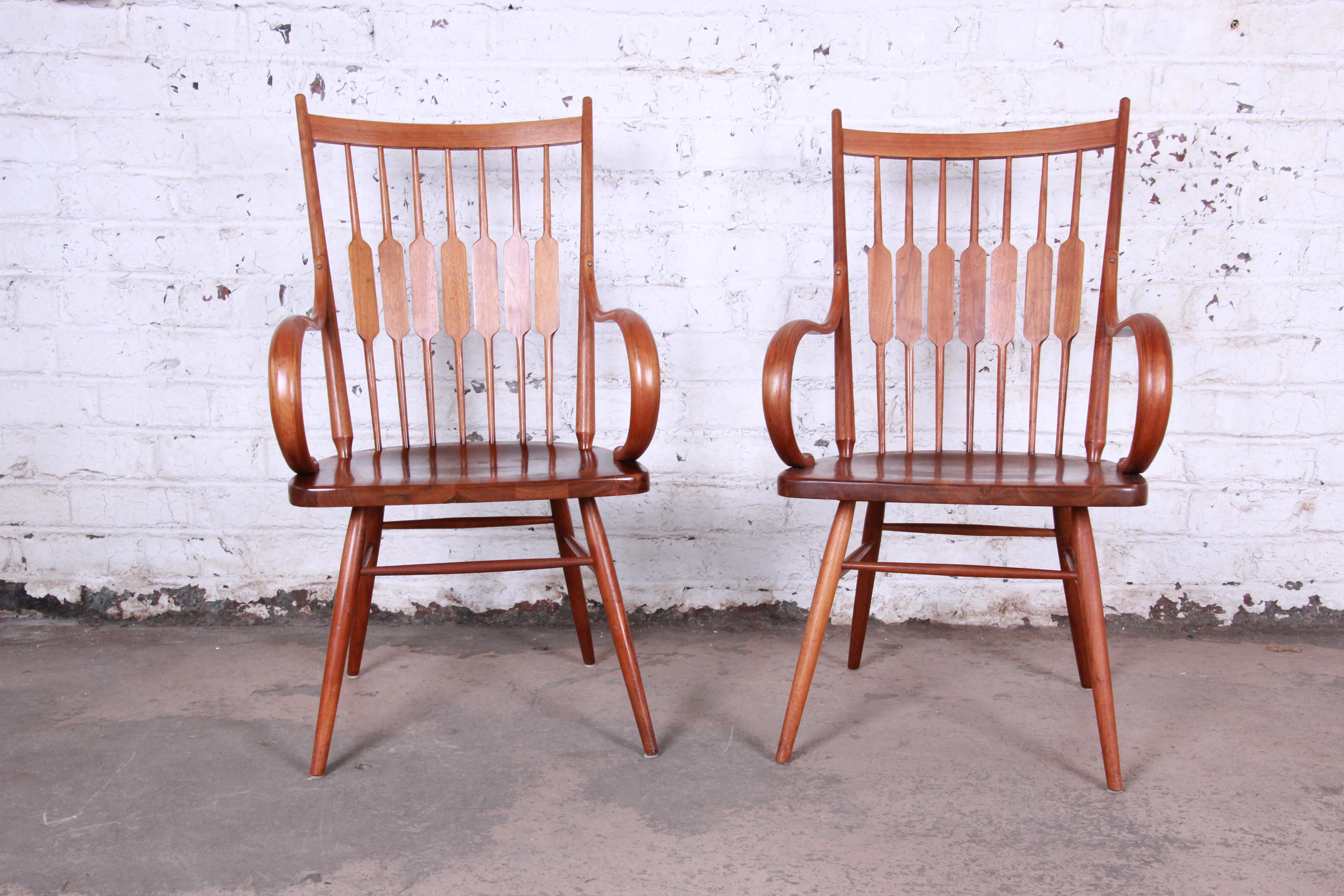 Kipp Stewart for Drexel Declaration Solid Walnut Dining Chairs, Set of Six In Good Condition In South Bend, IN