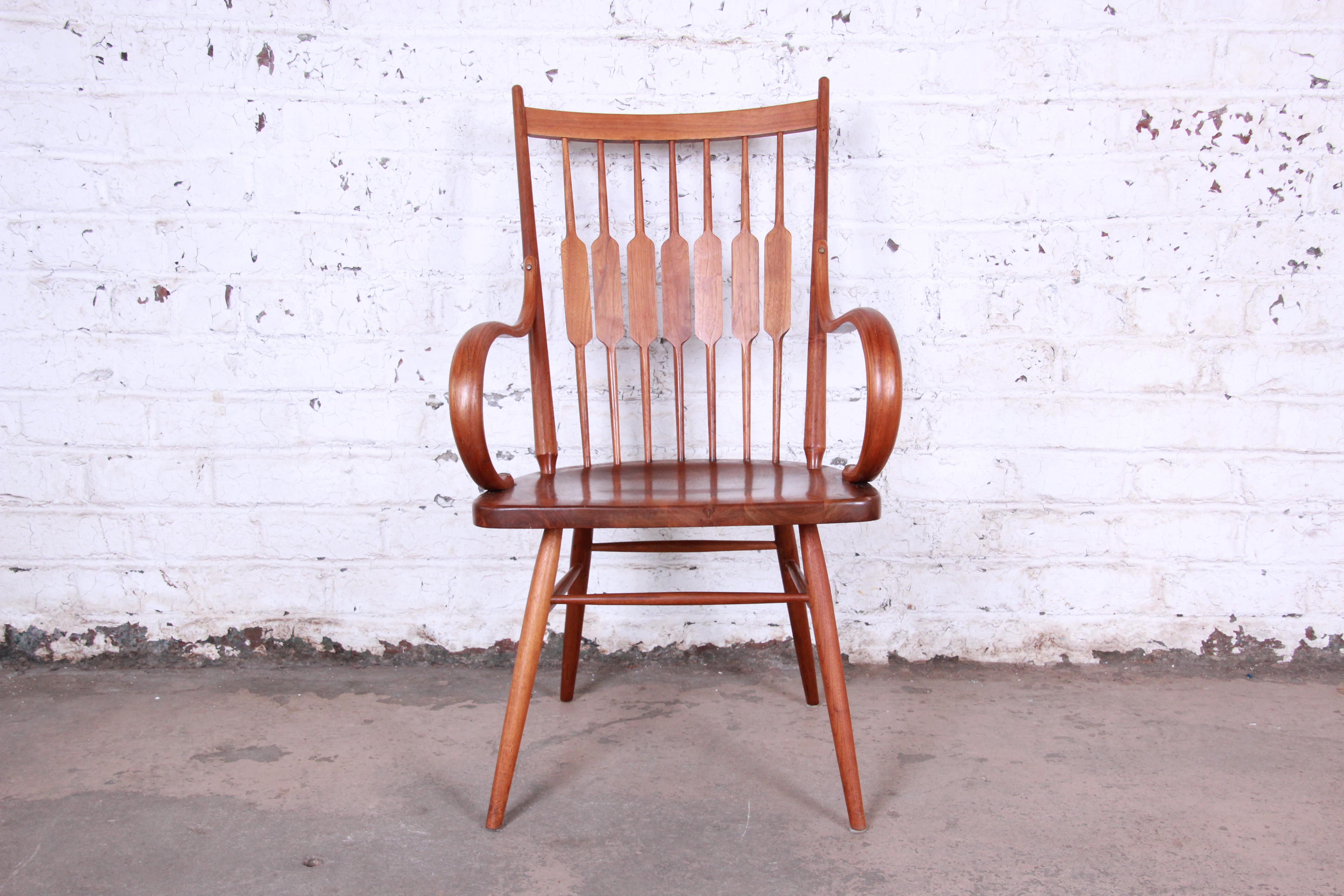 Mid-20th Century Kipp Stewart for Drexel Declaration Solid Walnut Dining Chairs, Set of Six