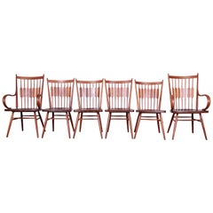 Kipp Stewart for Drexel Declaration Solid Walnut Dining Chairs, Set of Six