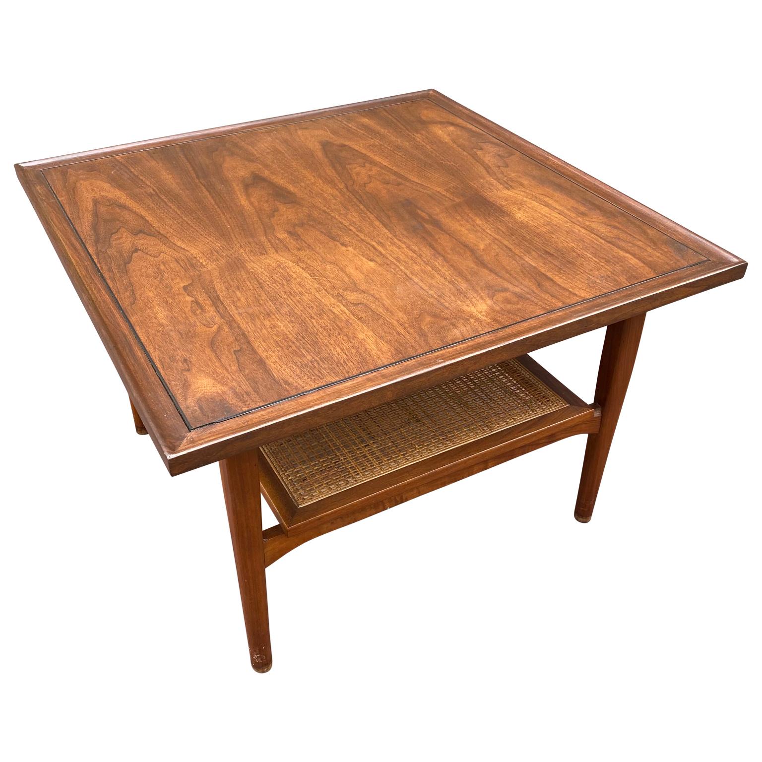 Mid-Century Modern Kipp Stewart for Drexel Declaration Square Walnut Coffee Table Side Table