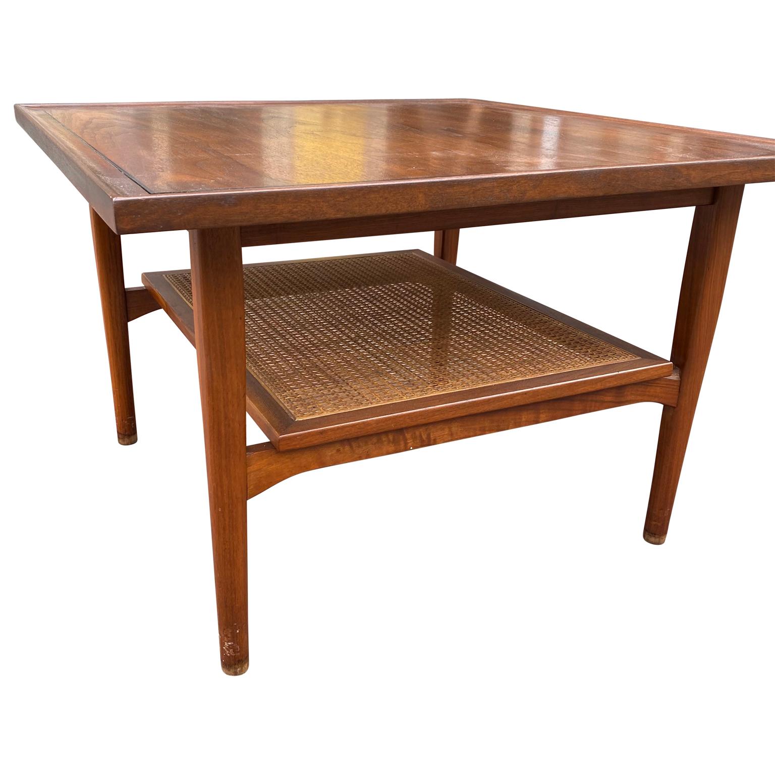 American Kipp Stewart for Drexel Declaration Square Walnut Coffee Table Side Table