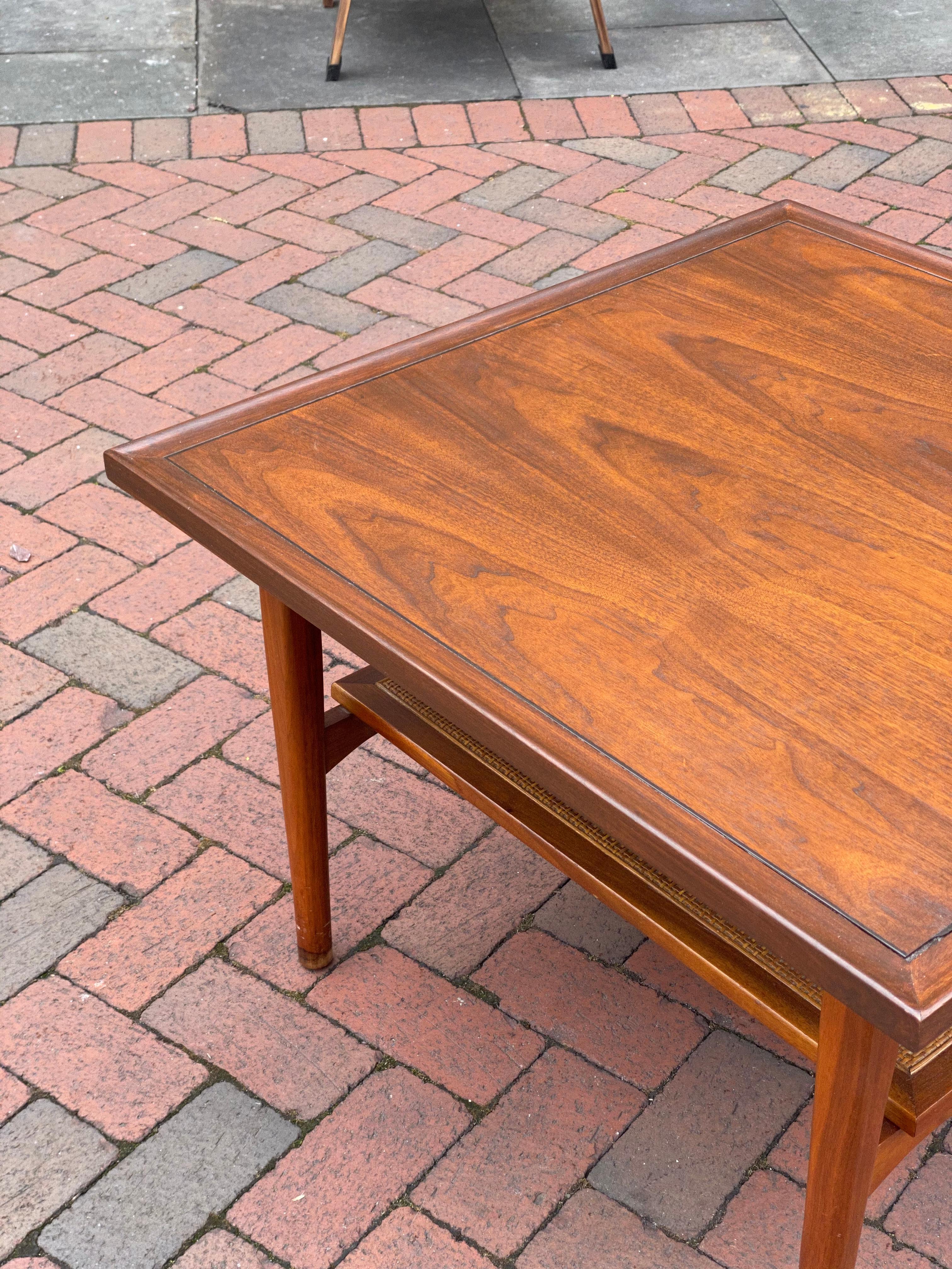 Wood Kipp Stewart for Drexel Declaration Square Walnut Coffee Table Side Table