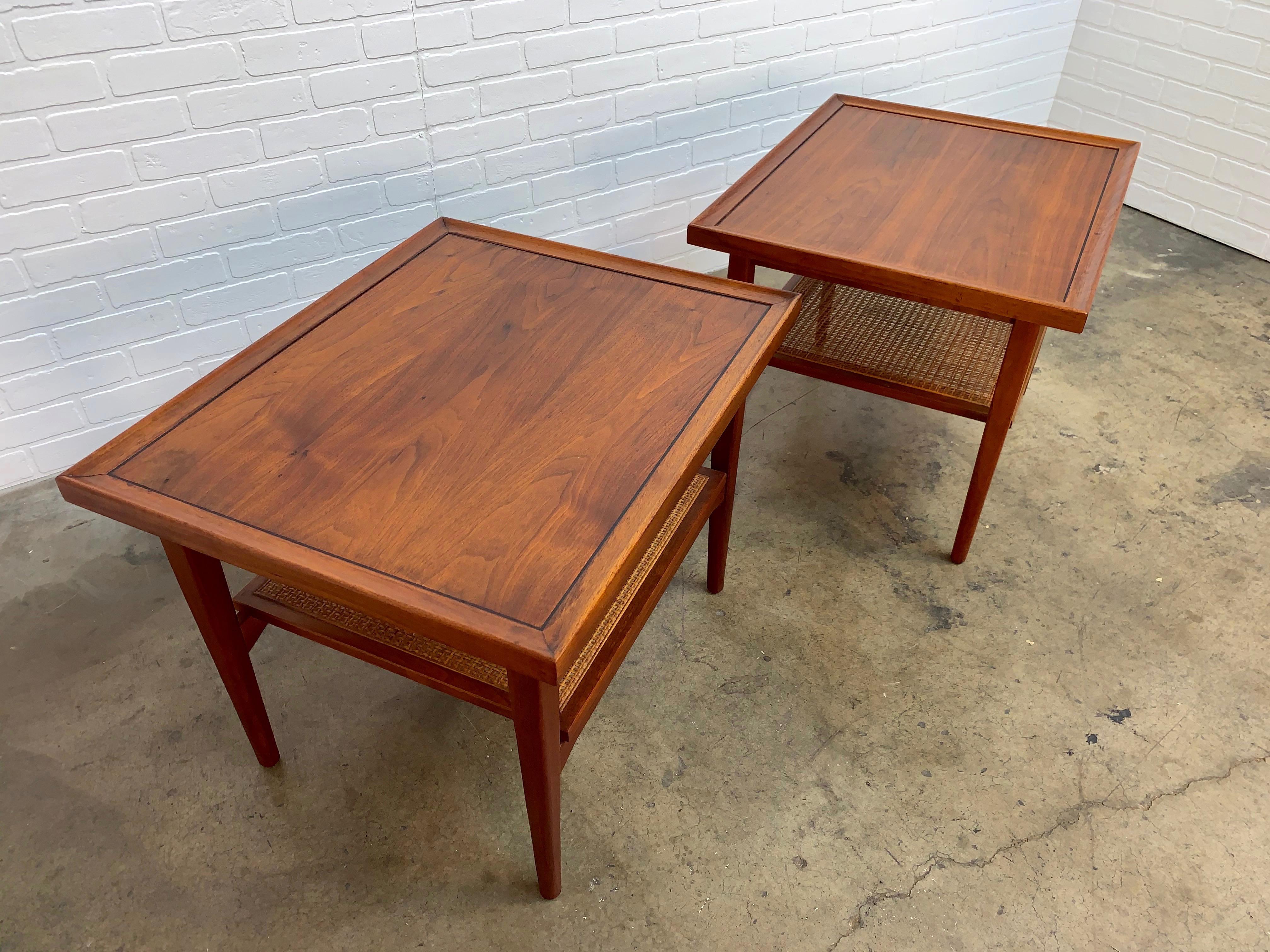 Kipp Stewart for Drexel Declaration Walnut and Cane Side Tables 9