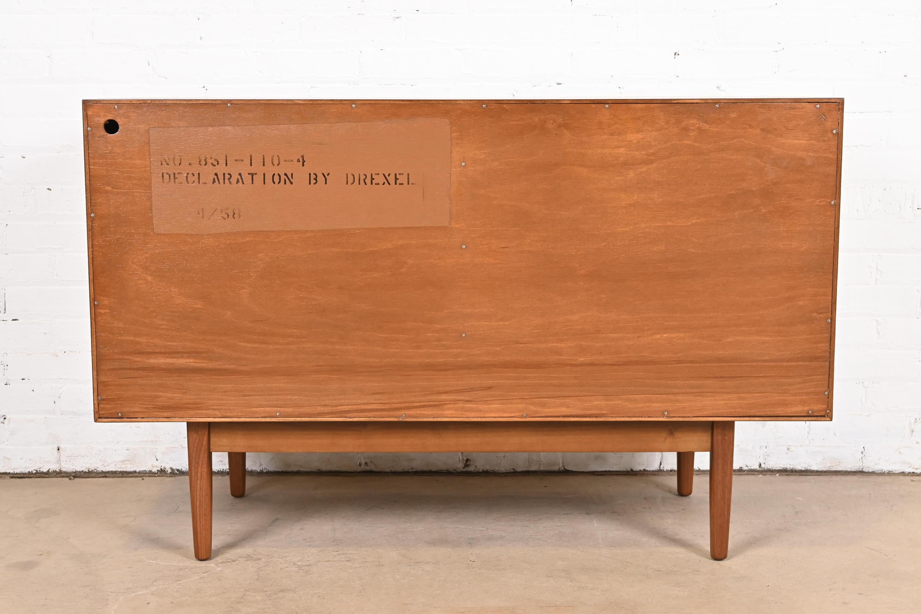 Kipp Stewart for Drexel Declaration Walnut Credenza or Bar Cabinet, Refinished For Sale 9