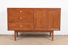 Kipp Stewart for Drexel Declaration Walnut Credenza or Bar Cabinet, Refinished
