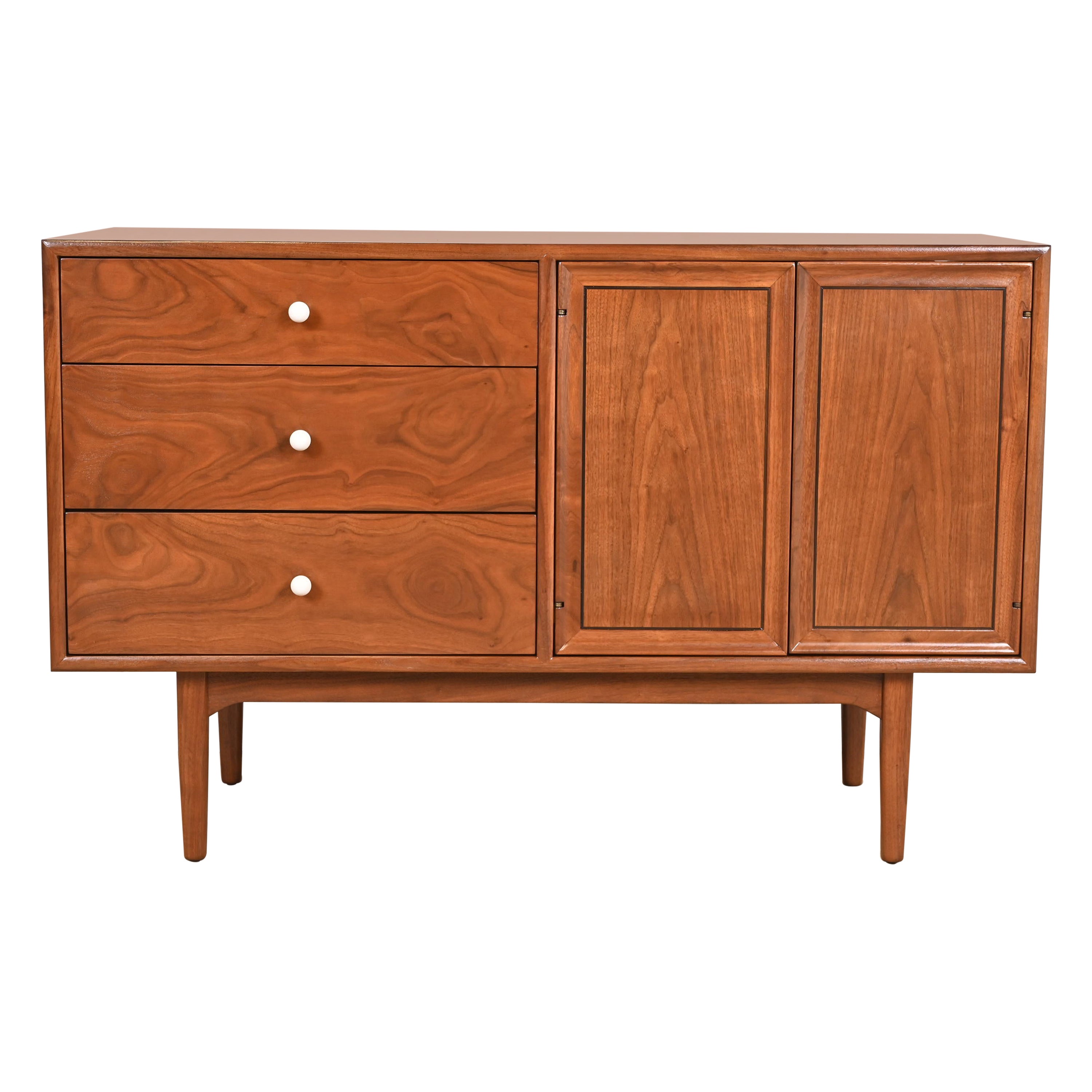 Kipp Stewart for Drexel Declaration Walnut Credenza or Bar Cabinet, Refinished
