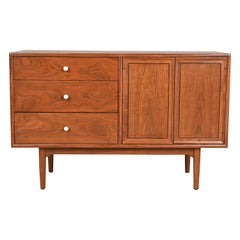 Kipp Stewart for Drexel Declaration Walnut Credenza or Bar Cabinet, Refinished