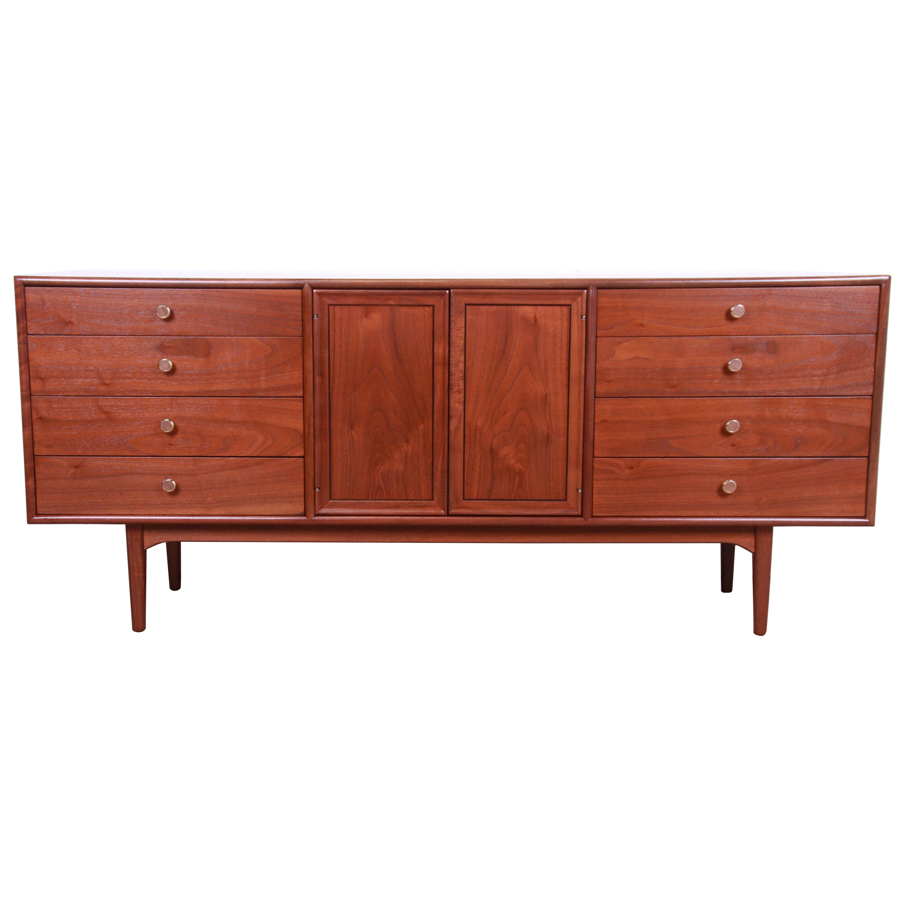 Kipp Stewart for Drexel Declaration Walnut Dresser or Credenza, Newly Refinished
