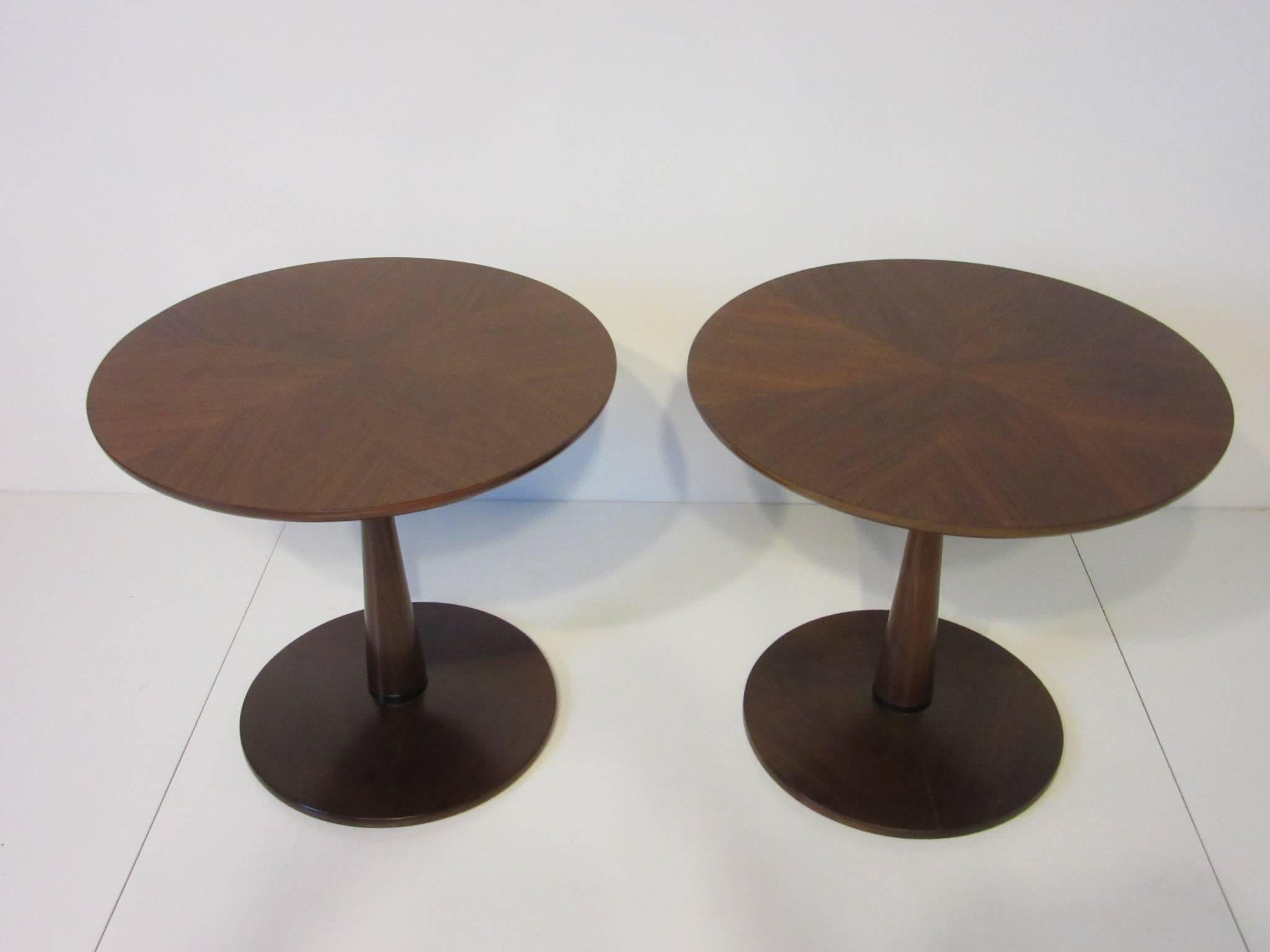 20th Century Kipp Stewart for Drexel Declaration Walnut Pedestal Side Tables