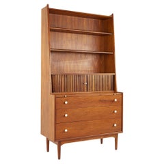 Kipp Stewart for Drexel Declarations MCM Walnut Tambour Bookcase Secretary Desk