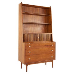 Kipp Stewart for Drexel Declarations MCM Walnut Tambour Bookcase Secretary Desk