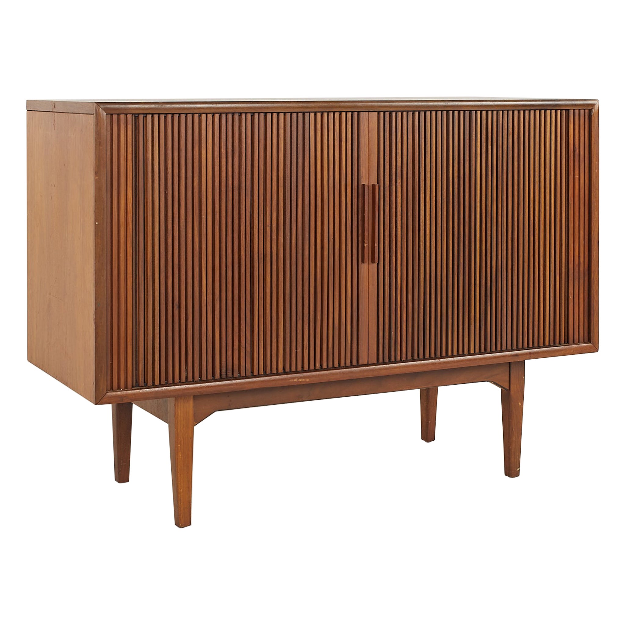 Kipp Stewart for Drexel Declarations MCM Walnut Tambour Door TV Media Cabinet