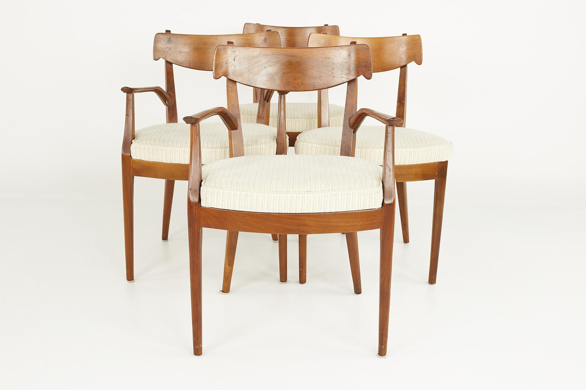 American Kipp Stewart for Drexel Mid Century Walnut Dining Chairs - Set of 6