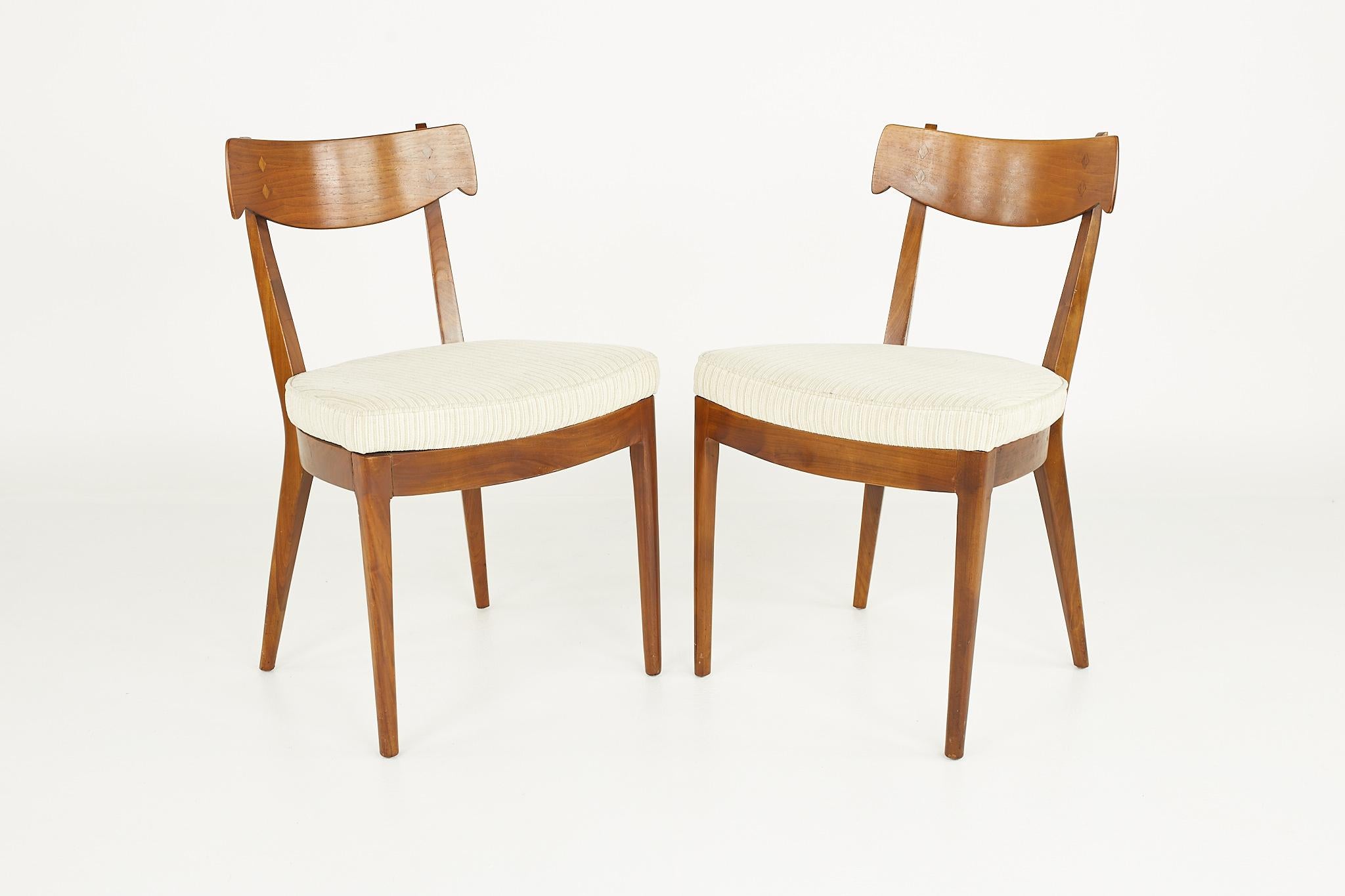 Upholstery Kipp Stewart for Drexel Mid Century Walnut Dining Chairs - Set of 6