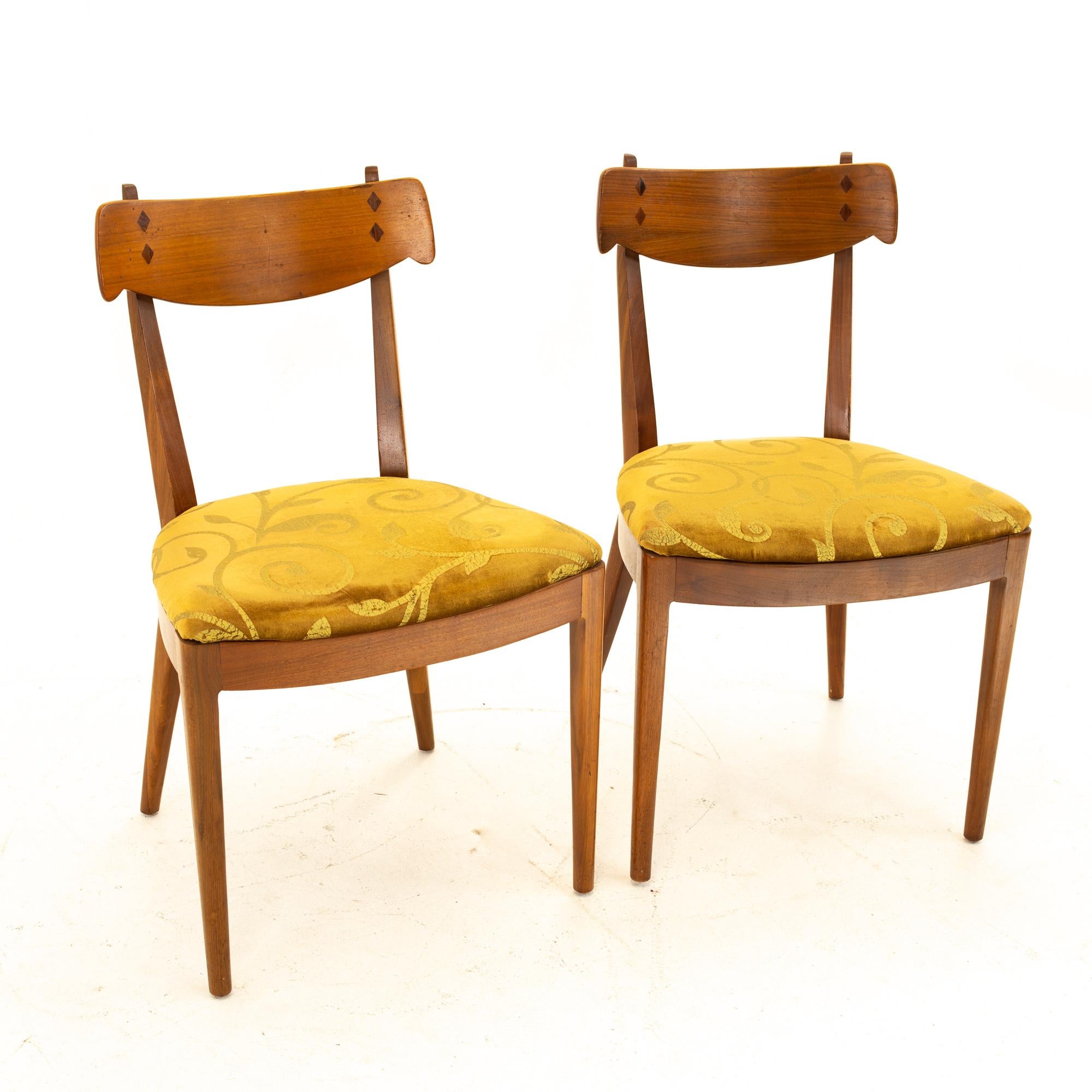 American Kipp Stewart for Drexel Mid Century Walnut Dining Chairs, Set of 4