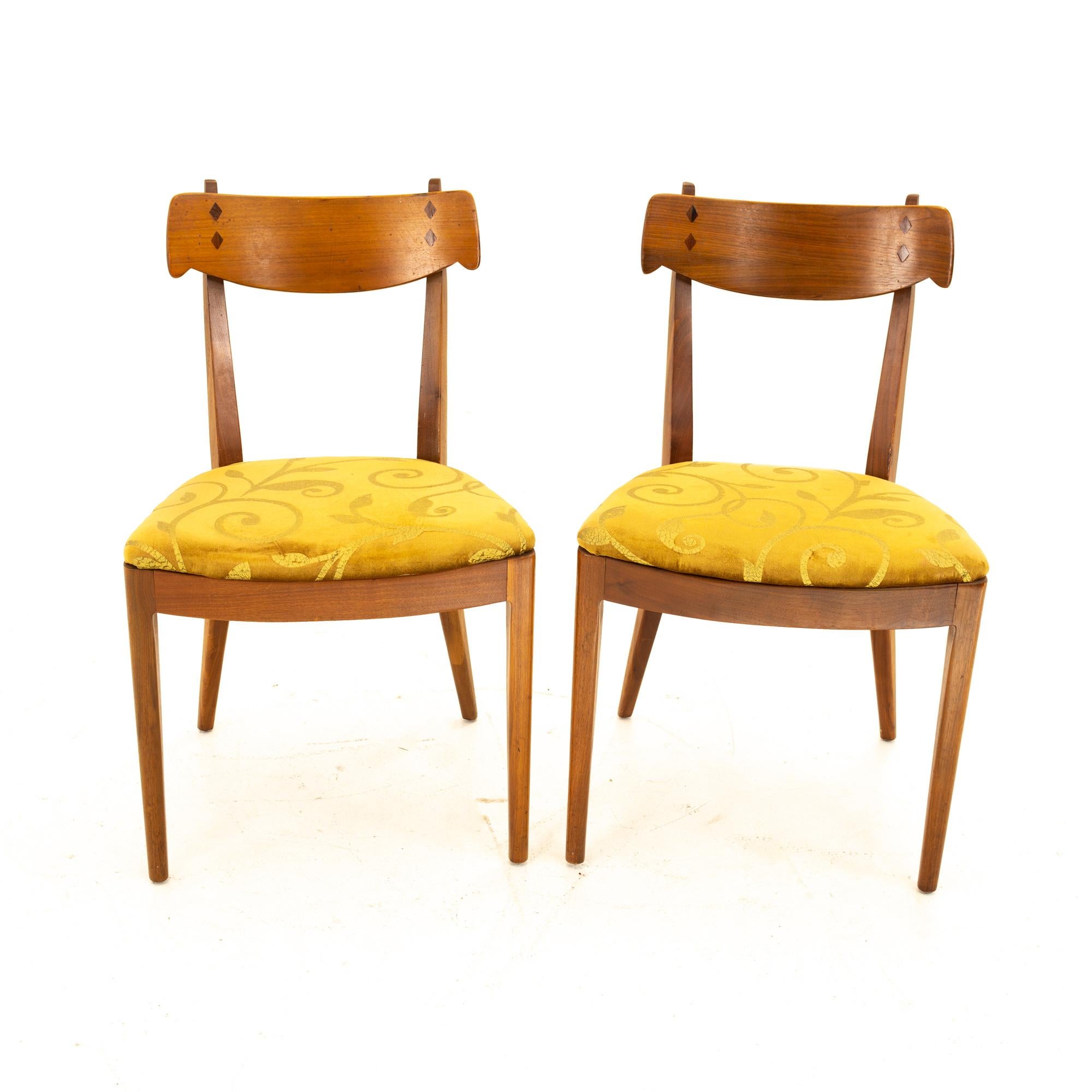 Late 20th Century Kipp Stewart for Drexel Mid Century Walnut Dining Chairs, Set of 4