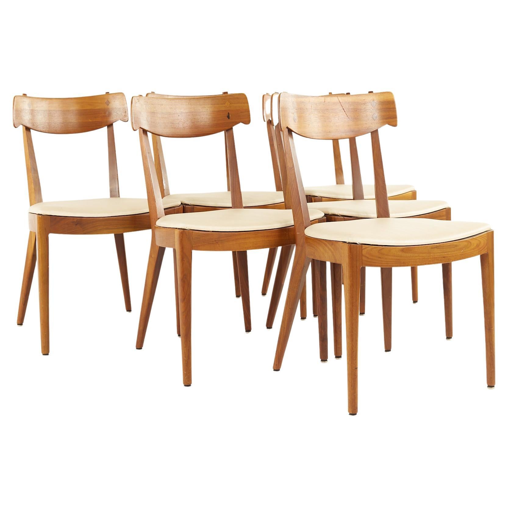 Kipp Stewart for Drexel Mid Century Walnut Dining Chairs, Set of 6