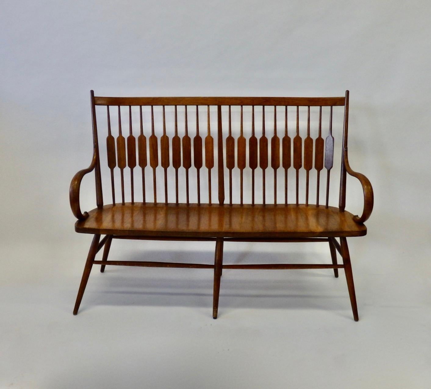 Kipp Stewart designed maple settee for Drexel furniture. In original finish.