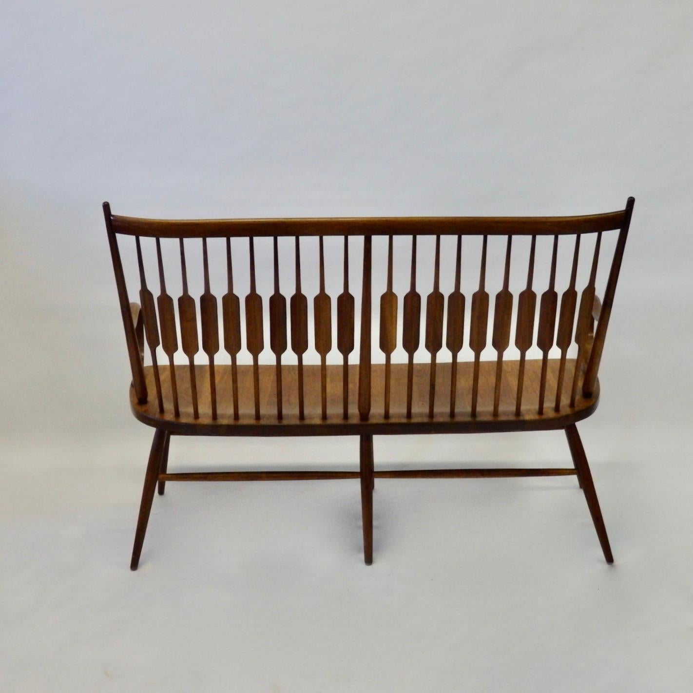 20th Century Kipp Stewart for Drexel Modernist Slat Back Bench or Settee with Steam Bent Arms