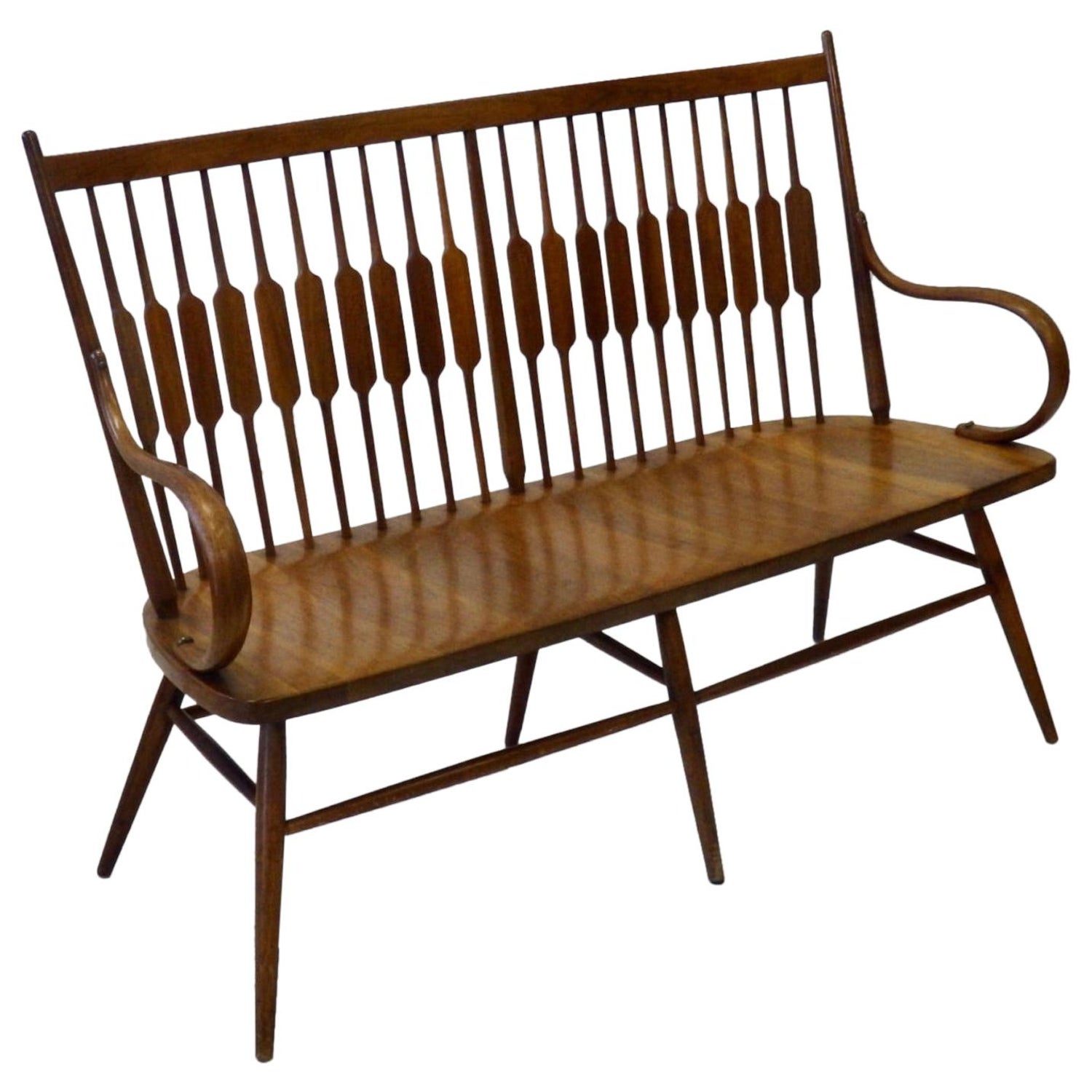 Kipp Stewart For Drexel Modernist Slat Back Bench Or Settee With