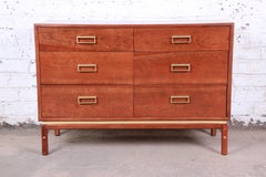 Kipp Stewart for Drexel Sun Coast Cherry and Brass Dresser or Credenza, Restored