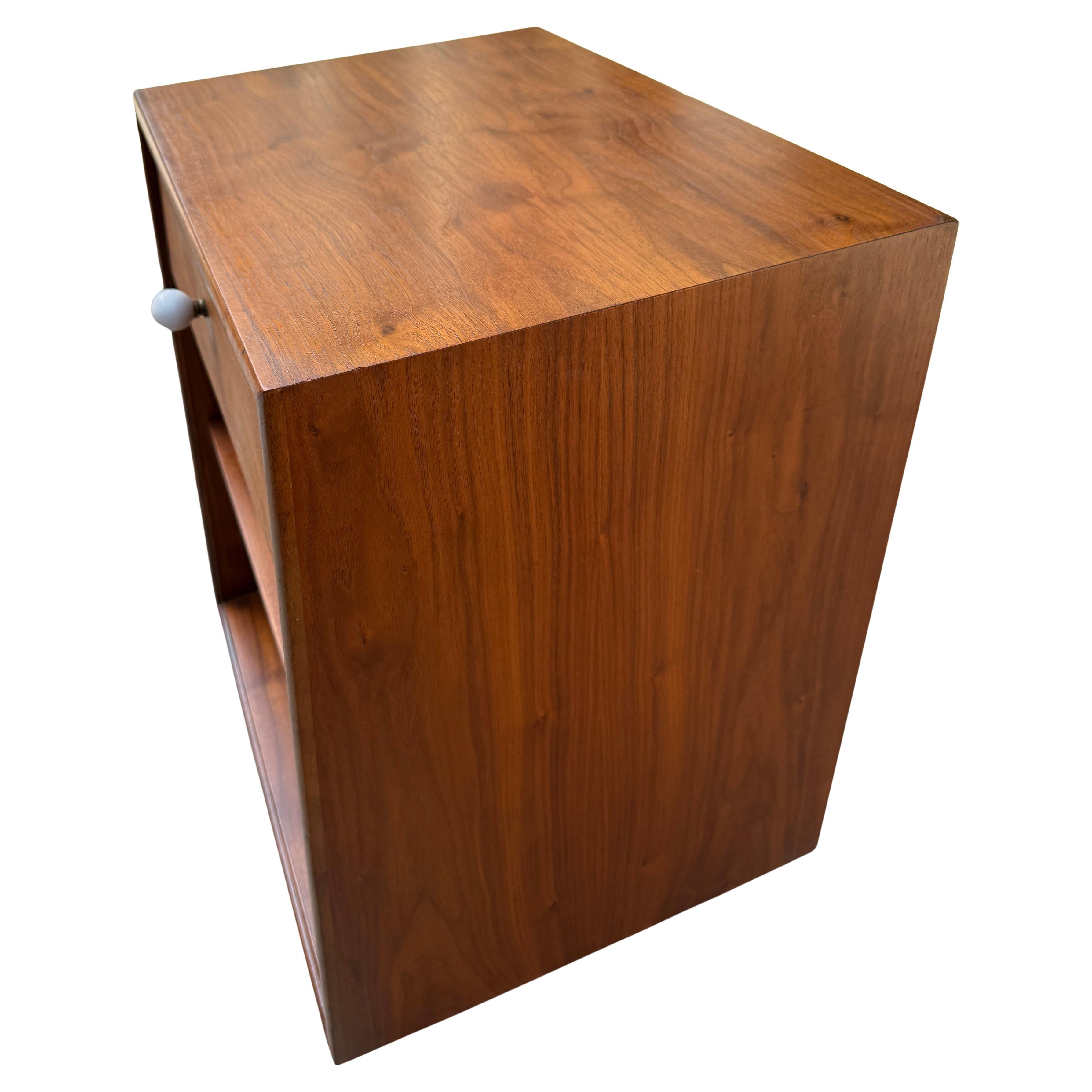 20th Century Kipp Stewart for Drexel Walnut Night Stand or Record storage Cabinet